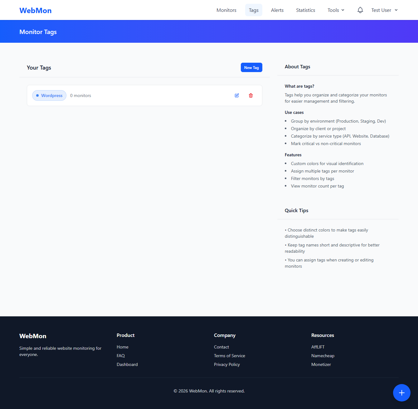 Monitor Tags & Organization