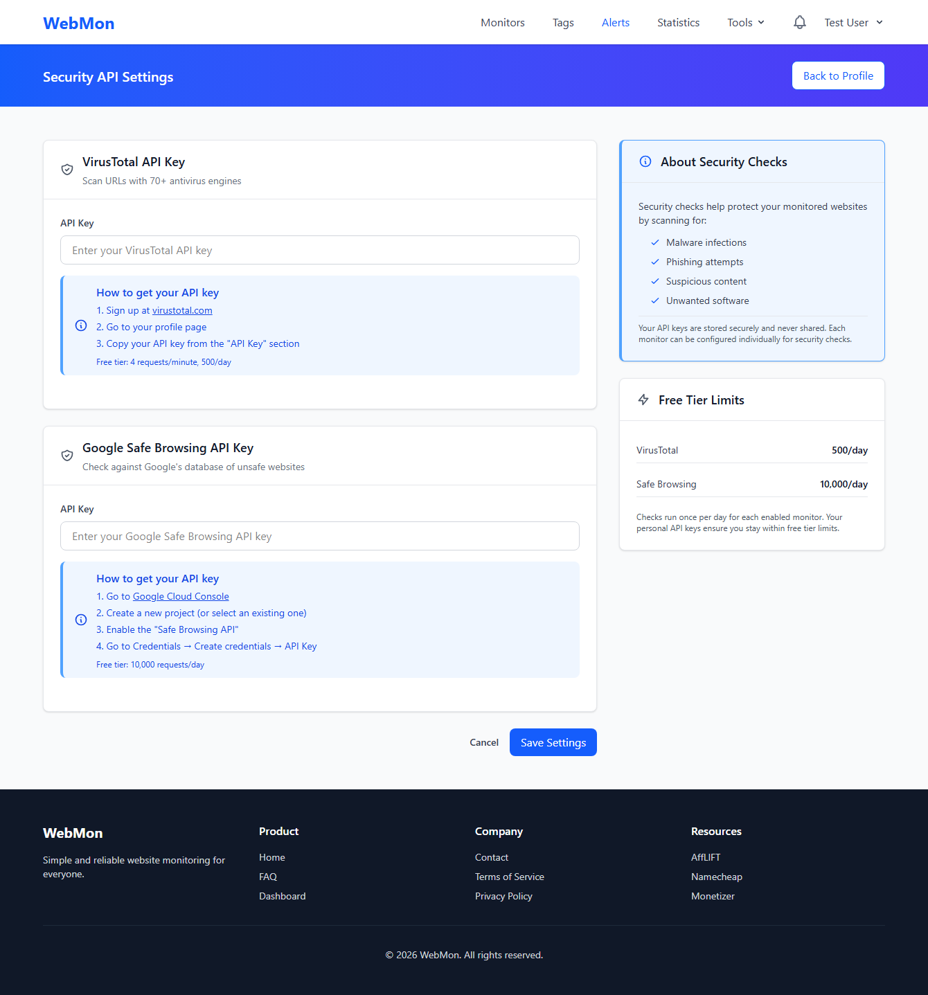 Security overview panel